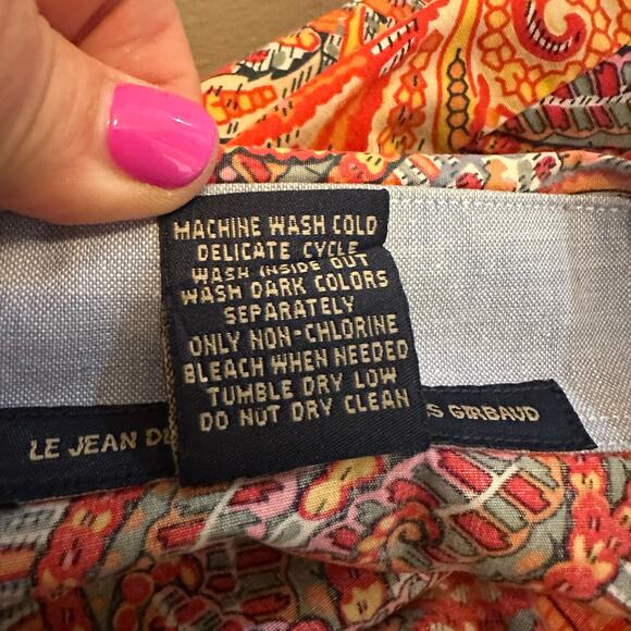 Vintage 90's Martithe + Francois Girbaud Orange Paisley Long Sleeve Shirt XXL - Picture 8 of 10